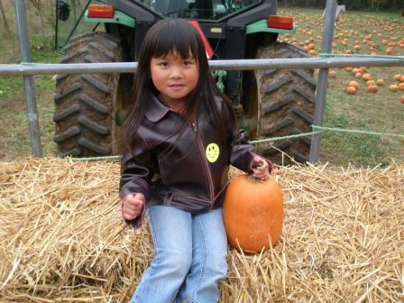 Kasen with her pumpkin